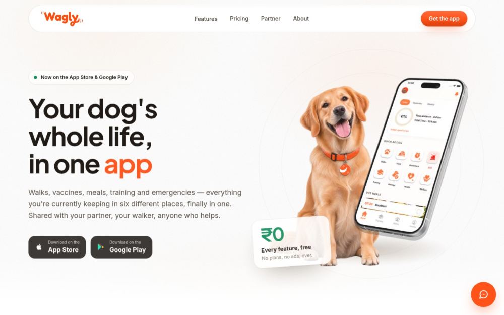 Screenshot of the homepage of wagly.in