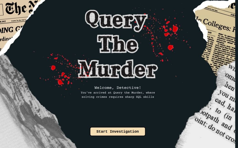 Screenshot of the homepage of querythemurder.com