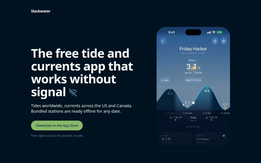 Screenshot of the homepage of slackwater.xyz