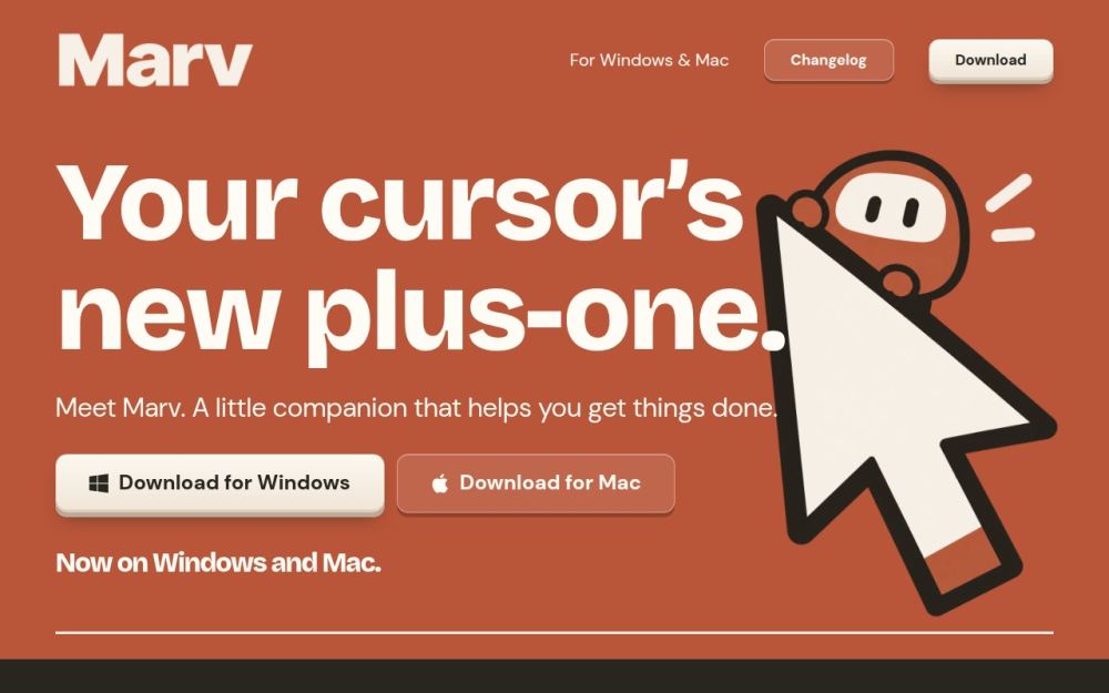Screenshot of the homepage of meetmarv.org