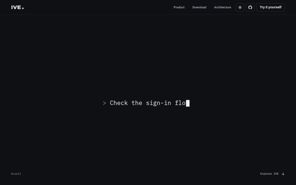 Screenshot of the homepage of ive.dev