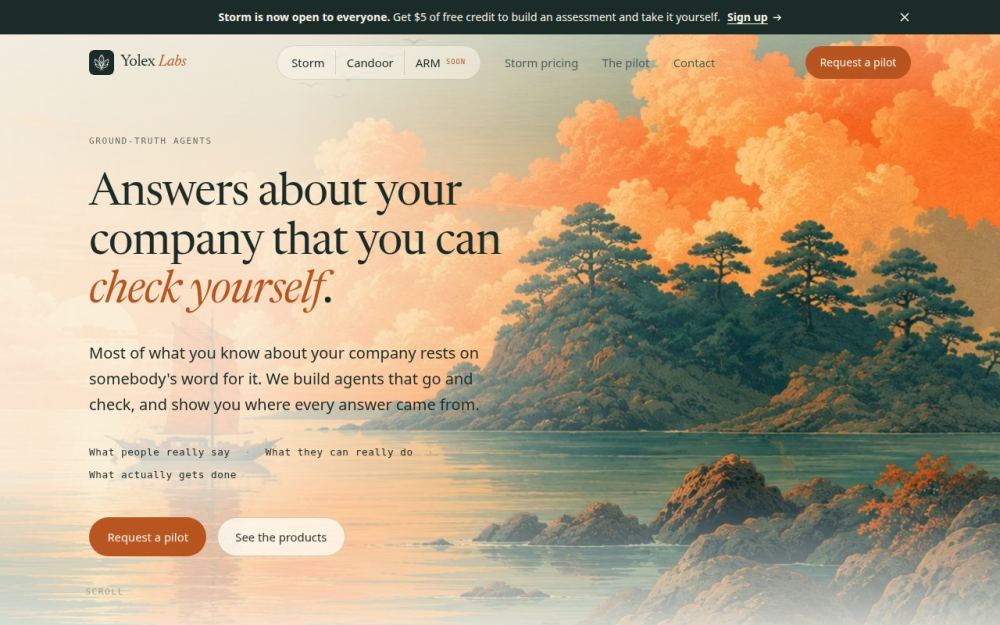 Screenshot of the homepage of yolexlabs.com