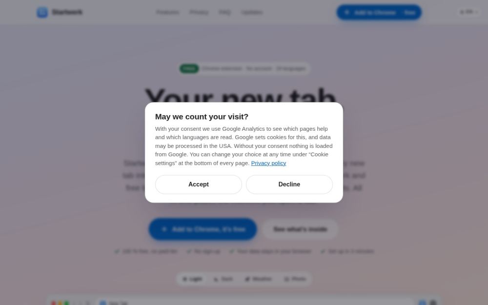 Screenshot of the homepage of startwerk.site