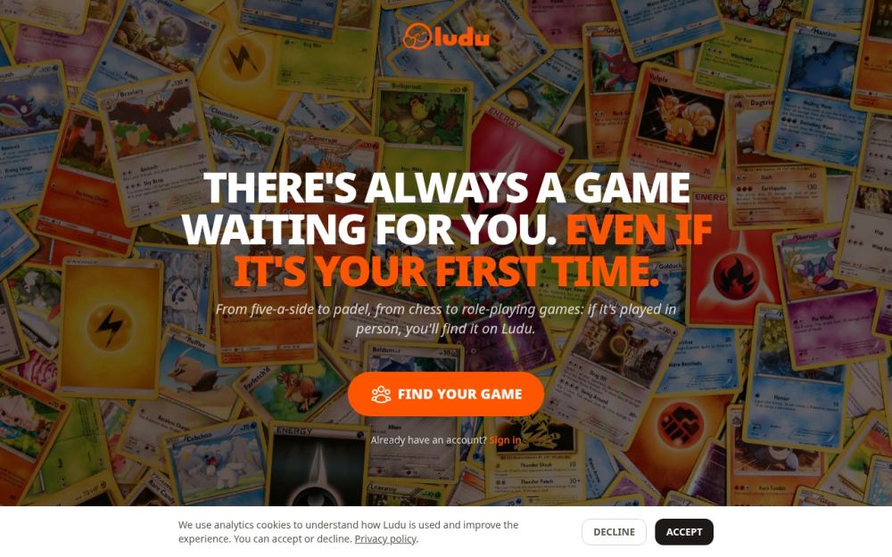 Screenshot of the homepage of ludu.app
