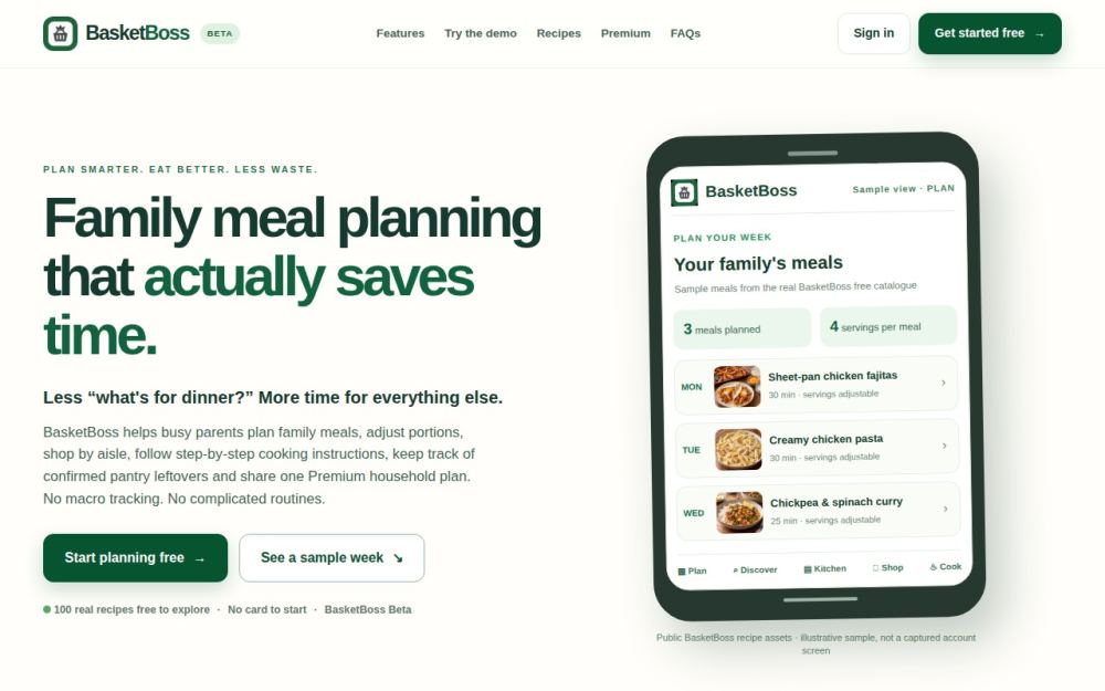 Screenshot of the homepage of basketboss.co.uk