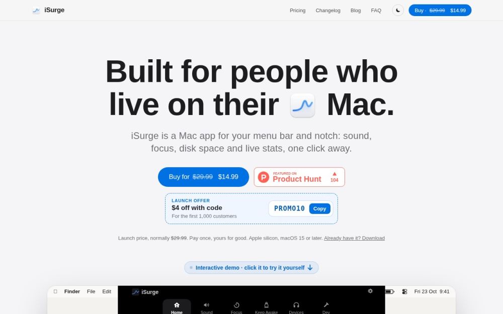 Screenshot of the homepage of isurgemac.com