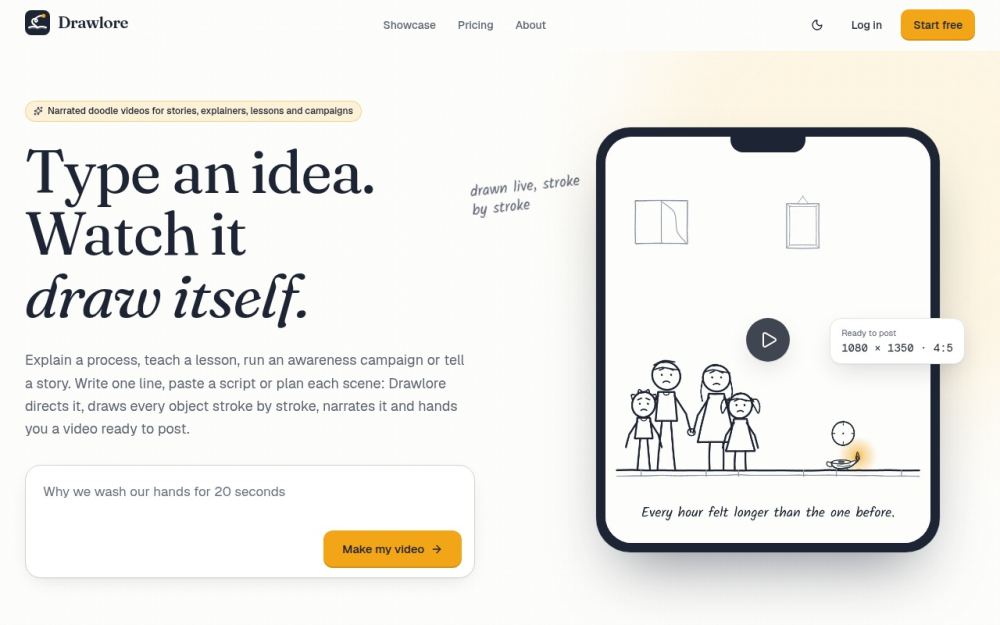 Screenshot of the homepage of drawlore.com